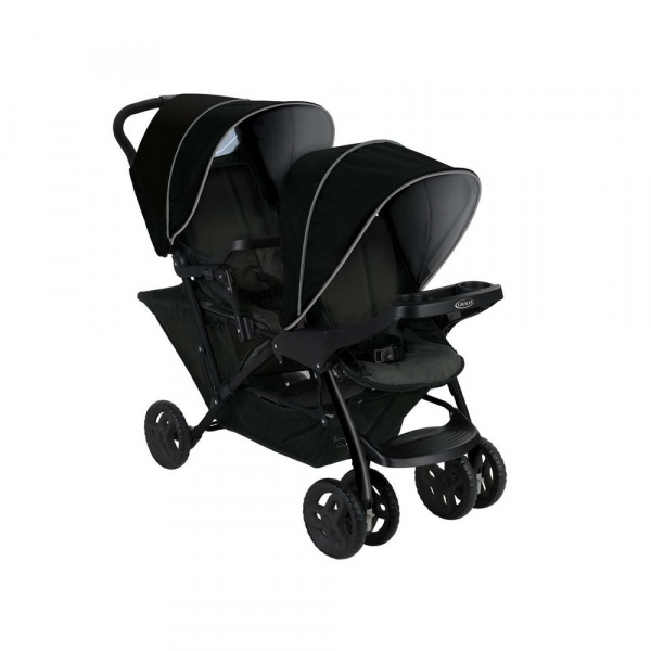 Poussette duo stadium double black grey + 2 sièges auto snugessentials midnight Graco