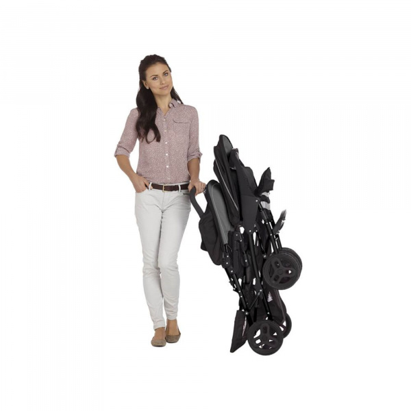 Poussette duo stadium double black grey + 2 sièges auto snuglite midnight Graco