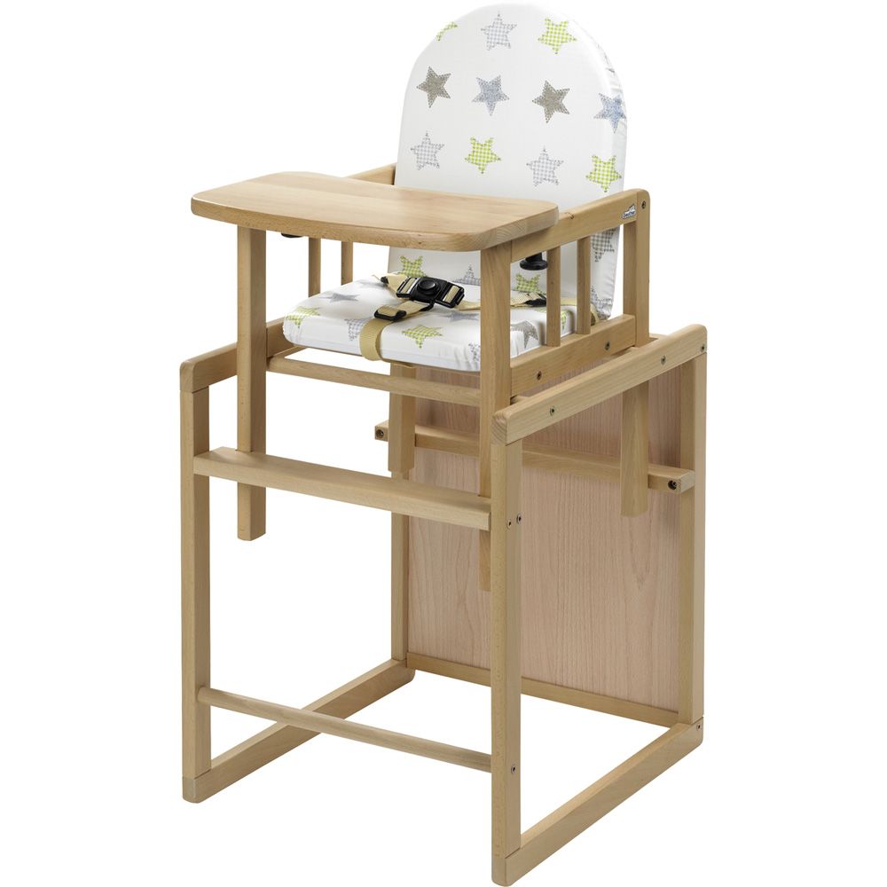 Chaise haute bébé nico naturelle 2 en 1 assise étoiles
