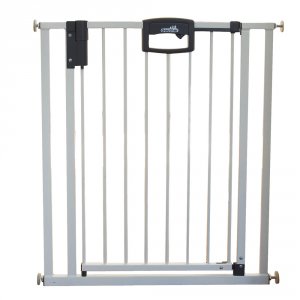 Barrière de sécurité easy lock + metal blanc sans percer 68-76cm