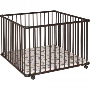 Parc bébé lucilee + pliant grand modèle wenge fond pois
