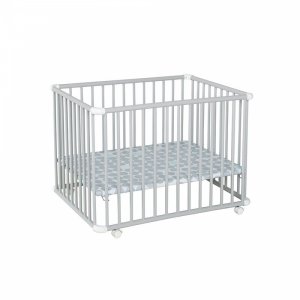 Parc bébé belami+ petit modèle gris clair fond pois gris