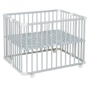 Parc bébé lucilee+ petit modèle gris clair fond pois gris