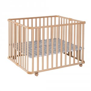 Parc ameli pliable 106.5x90cm naturel pois gris