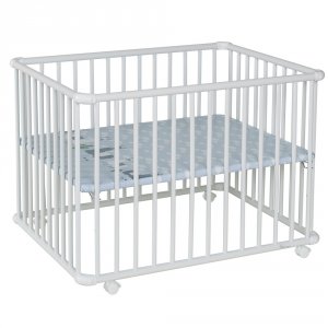 Parc bébé belami+ petit modèle gris clair fond lama