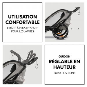 Remorque de vélo dryk duo light grey Hauck