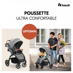 Poussette 4 roues uptown black melange grey Hauck