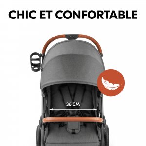 Poussette 4 roues uptown black melange grey Hauck