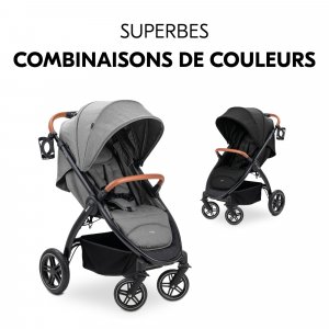 Poussette 4 roues uptown black melange grey Hauck