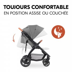 Poussette 4 roues uptown black melange grey Hauck