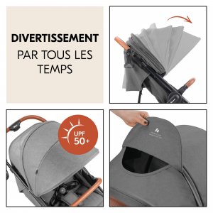 Poussette 4 roues uptown black melange grey Hauck