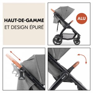 Poussette 4 roues uptown black melange grey Hauck