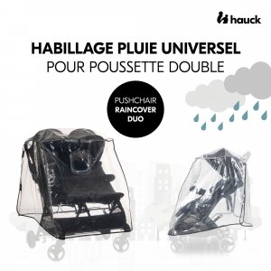 Habillage pluie pour poussette double côte à côte Hauck
