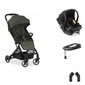 Pack duo poussette compacte travel n care olive + siège auto drive n care avec adaptateurs & base drive n care Hauck