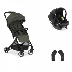 Pack duo poussette compacte travel n care olive + siège auto drive n care avec adaptateurs Hauck