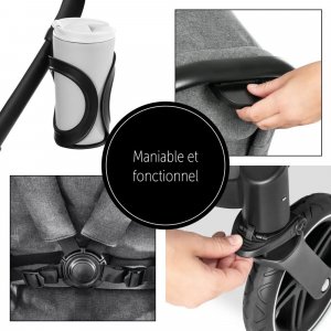 Pack duo poussette double atlantic jumeaux grey+ 1 siège auto drive n care avec adaptateurs Hauck