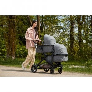 Poussette double atlantic jumeaux melange grey Hauck