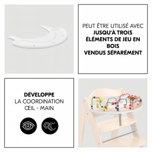 Tablette pour jeux pour chaise haute en bois arketa play tray Hauck