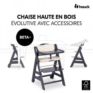 Chaise haute évolutive beta+ 3 en 1 dark grey avec newborn set premium dark grey Hauck