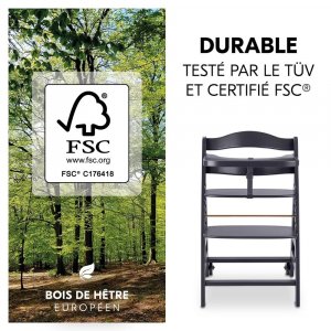 Chaise haute évolutive beta+ 3 en 1 dark grey avec newborn set premium dark grey Hauck