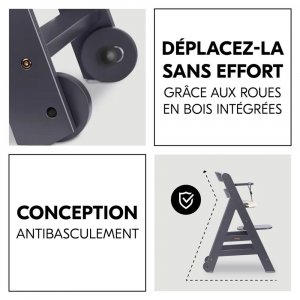 Chaise haute évolutive beta+ 3 en 1 dark grey avec newborn set premium dark grey Hauck