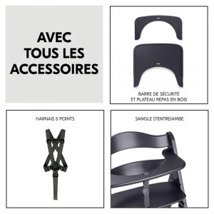 Chaise haute évolutive beta+ 3 en 1 dark grey avec newborn set premium dark grey Hauck