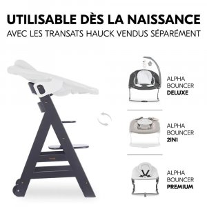 Chaise haute évolutive beta+ 3 en 1 dark grey avec newborn set premium dark grey Hauck