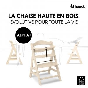 Chaise haute évolutive alpha beige + transat premium dark grey Hauck