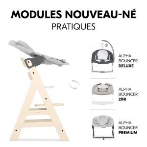 Chaise haute évolutive alpha beige + transat premium dark grey Hauck