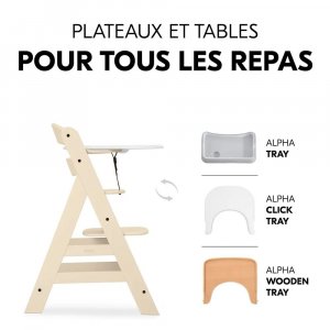 Chaise haute évolutive alpha beige + transat premium dark grey Hauck