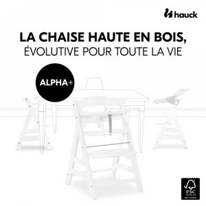 Chaise haute évolutive alpha blanche + transat light grey Hauck