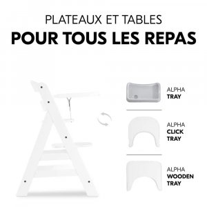 Chaise haute évolutive alpha blanche + transat light grey Hauck