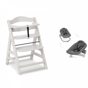 Chaise haute évolutive alpha crème+ transat premium dark grey Hauck