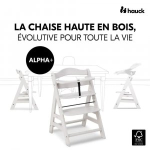 Chaise haute évolutive alpha crème+ transat premium dark grey Hauck