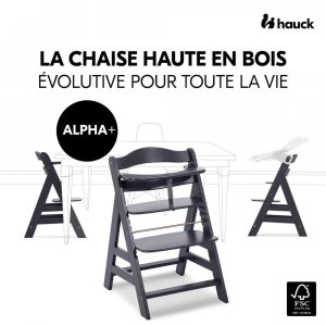 Chaise haute évolutive alpha noir + transat premium dark grey Hauck