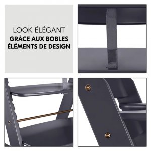 Chaise haute évolutive alpha noir + transat premium dark grey Hauck