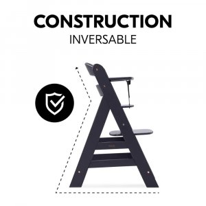 Chaise haute évolutive alpha noir + transat premium dark grey Hauck