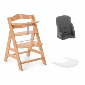 Pack chaise haute évolutive alpha naturelle avec tablette alpha click tray white+alpha cosy select jersey charcoal Hauck