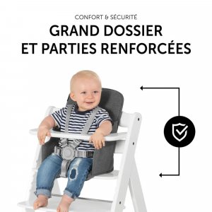 Pack chaise haute évolutive alpha naturelle avec tablette alpha click tray white+alpha cosy select jersey charcoal Hauck