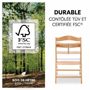 Pack chaise haute évolutive alpha naturelle avec tablette alpha click tray white+alpha cosy select jersey charcoal Hauck