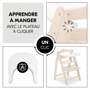 Chaise haute évolutive arketa bois naturel oak + coussin select jersey beige Hauck
