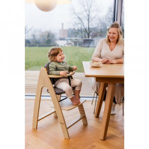 Chaise haute évolutive arketa bois naturel oak + coussin select jersey beige Hauck