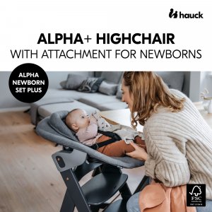 Chaise haute évolutive alpha dark grey + newborn set plus Hauck