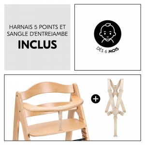 Chaise haute bébé arketa n play beech en bois beech avec plateau de jeu Hauck