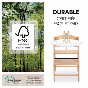 Chaise haute bébé arketa n play beech en bois beech avec plateau de jeu Hauck