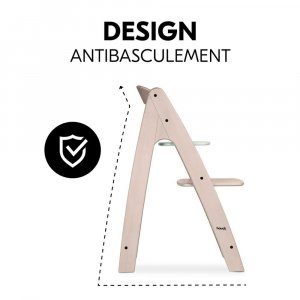 Chaise haute bébé arketa n play en bois vert clair avec plateau de jeu Hauck