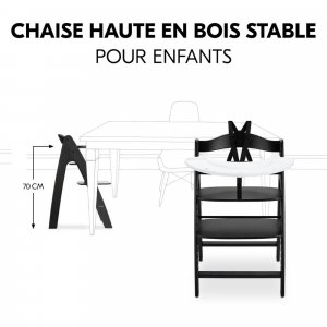 Chaise haute bébé arketa n play en bois noir avec plateau de jeu Hauck