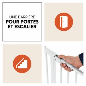 Barrière d'escalier clear step autoclose 2 avec extension +21 cm white Hauck