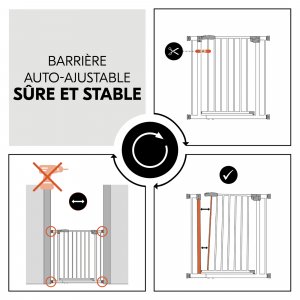 Barrière d'escalier clear step 2 avec extension +9 cm white Hauck