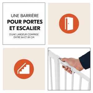 Barrière d'escalier clear step 2 avec extension +9 cm white Hauck